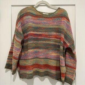 Easel Los Angeles Colorful Knit Women's Sweater Side Slits size Small bohemian